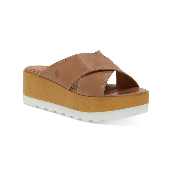 NWT LUCKY BRAND Womens Beige Tri-Tone 1-Wide Wedge Slide Sandals 10 M - Picture 1 of 5